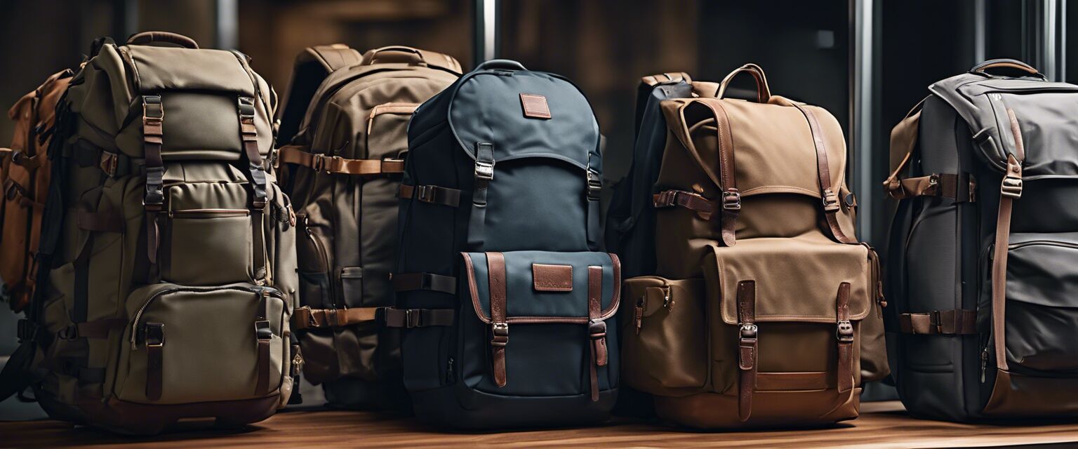 Various types of travel backpacks